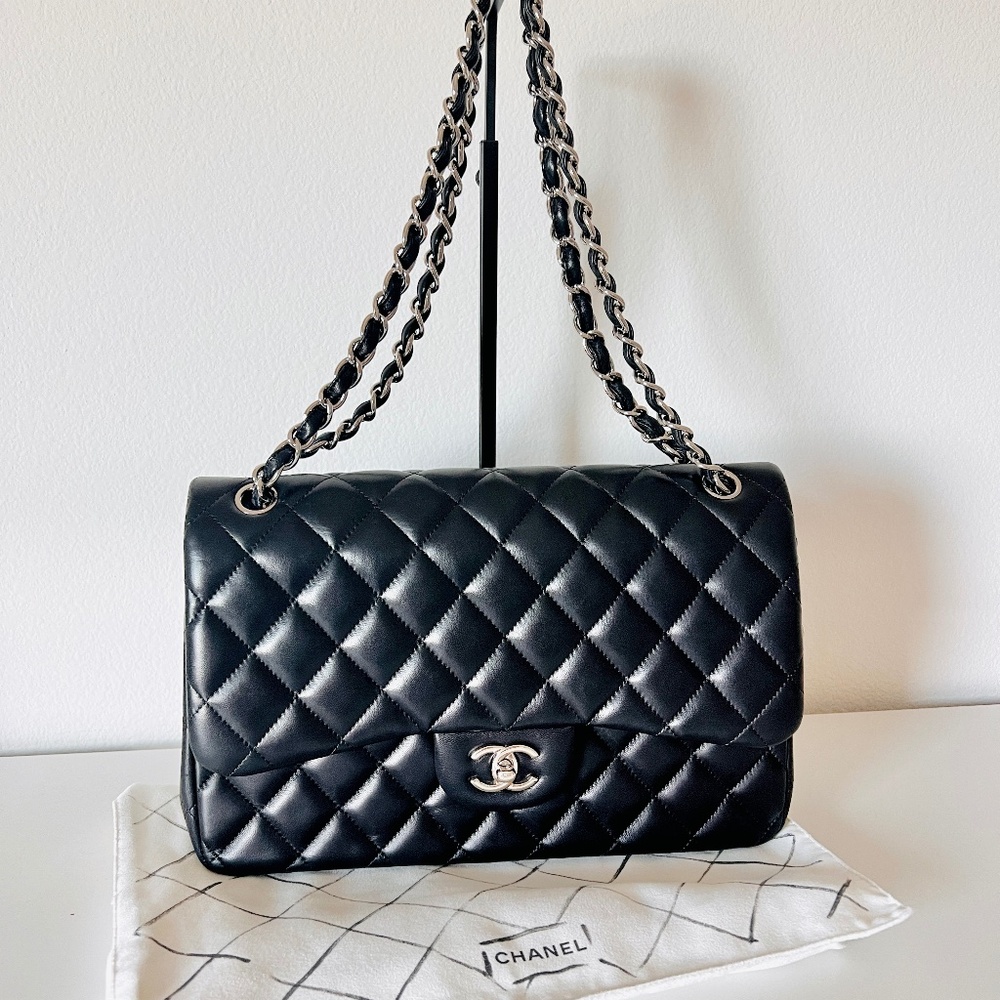 Chanel Classic Double Flap Bag Quilted Lambskin Jumbo